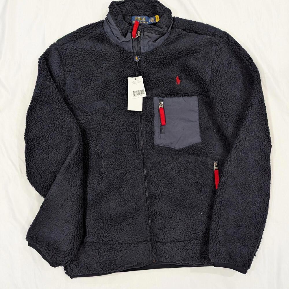 Polo Ralph Lauren Hi-Pile Fleece Jacket Men's Large Dark Blue Sherpa NWT
